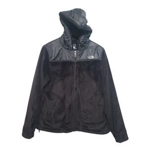 The North Face Oso Hooded Raschel Fleece Jacket Black Large GUC Relaxed Fit